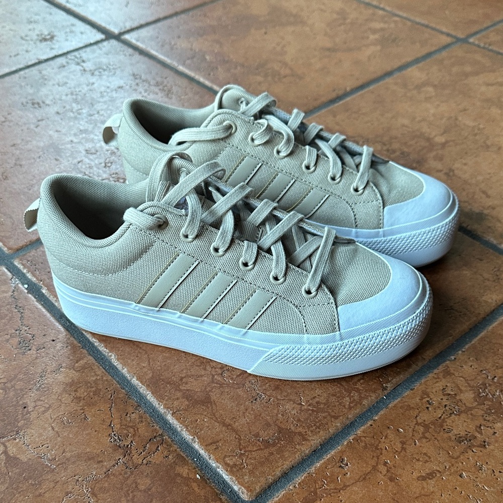 Adidas Tan and White Athletic Shoes Like New!